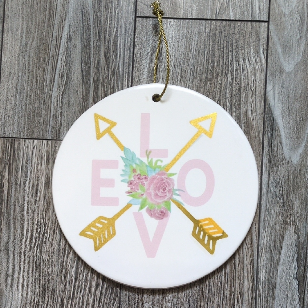 Ashland White Ceramic Round Love Wall Hanging